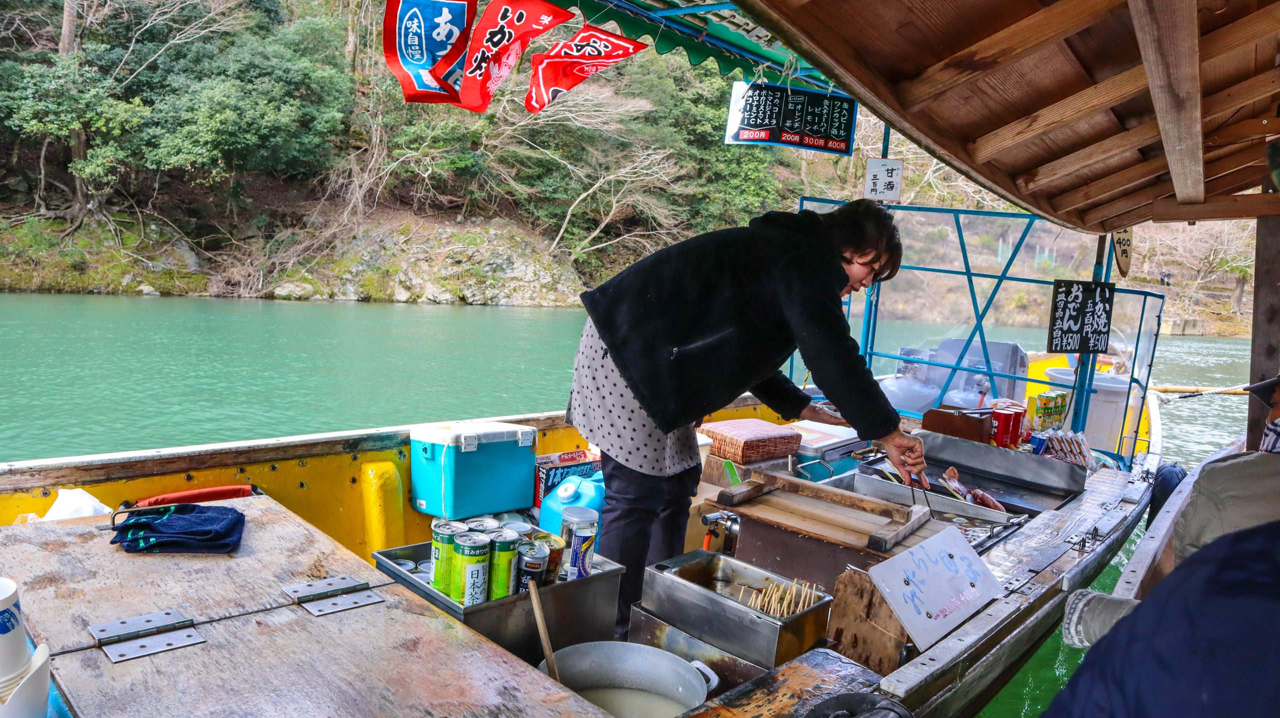 Arashiyama Tsusen boat at Togetsukyo Bridge