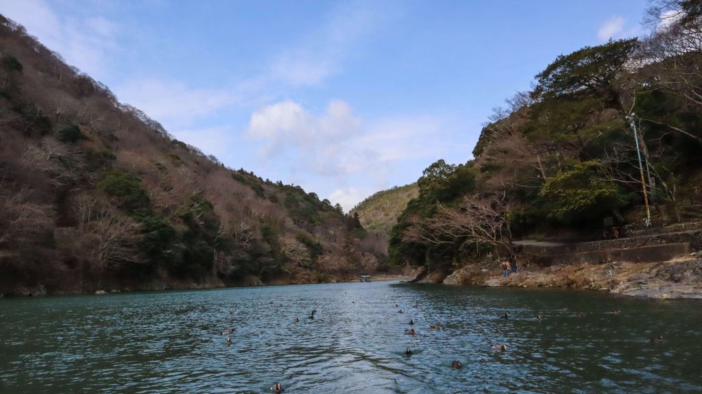 Arashiyama Tsusen boat at Togetsukyo Bridge